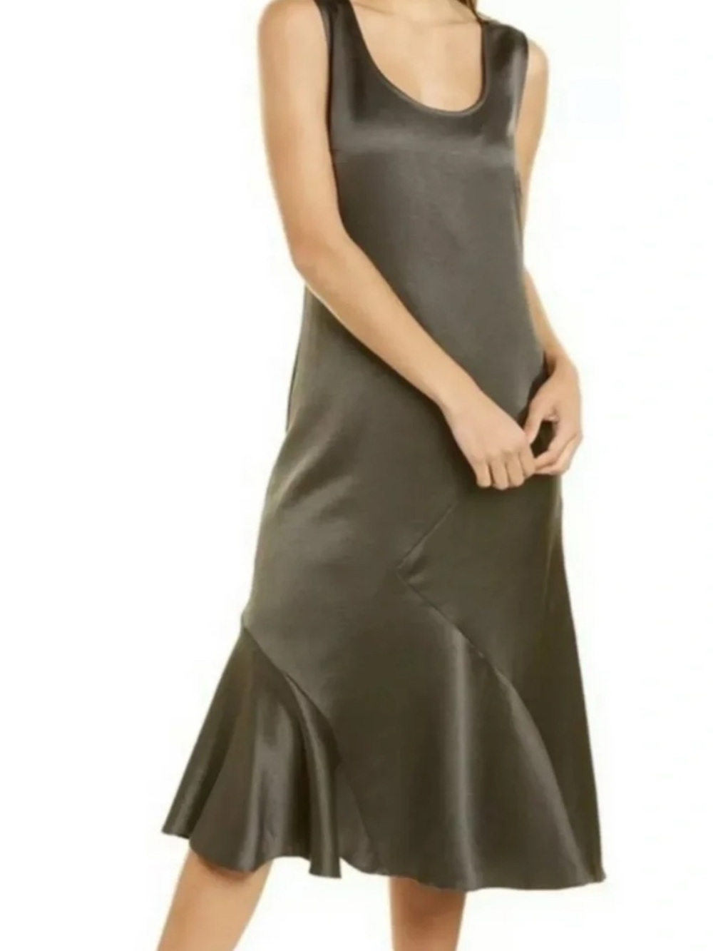 Club Monaco Scoop Neck Midi Dress in Olive
